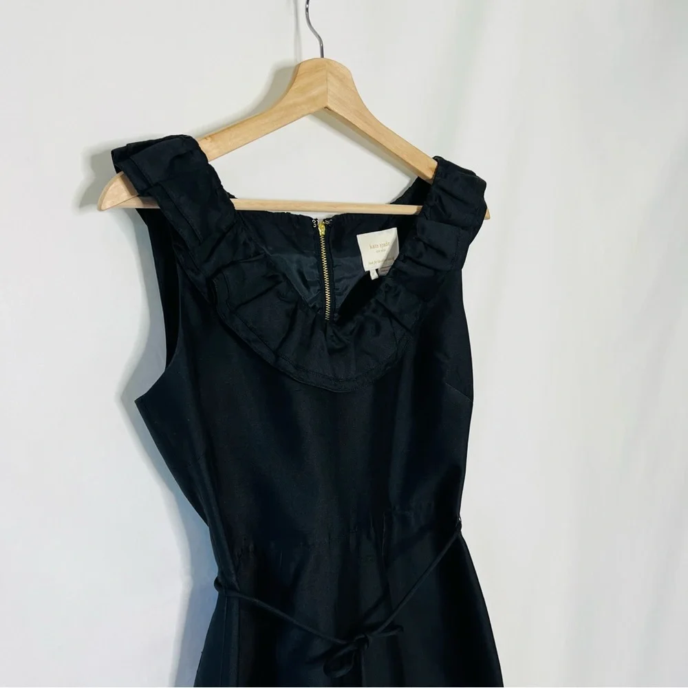Kate Spade Black Silk with Gold Zipper Structured Cocktail Dress